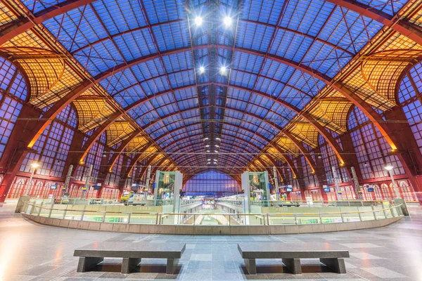 Antwerp Belgium March 2020 Antwerpen Centraal Railway Station Main Hall — стокове фото