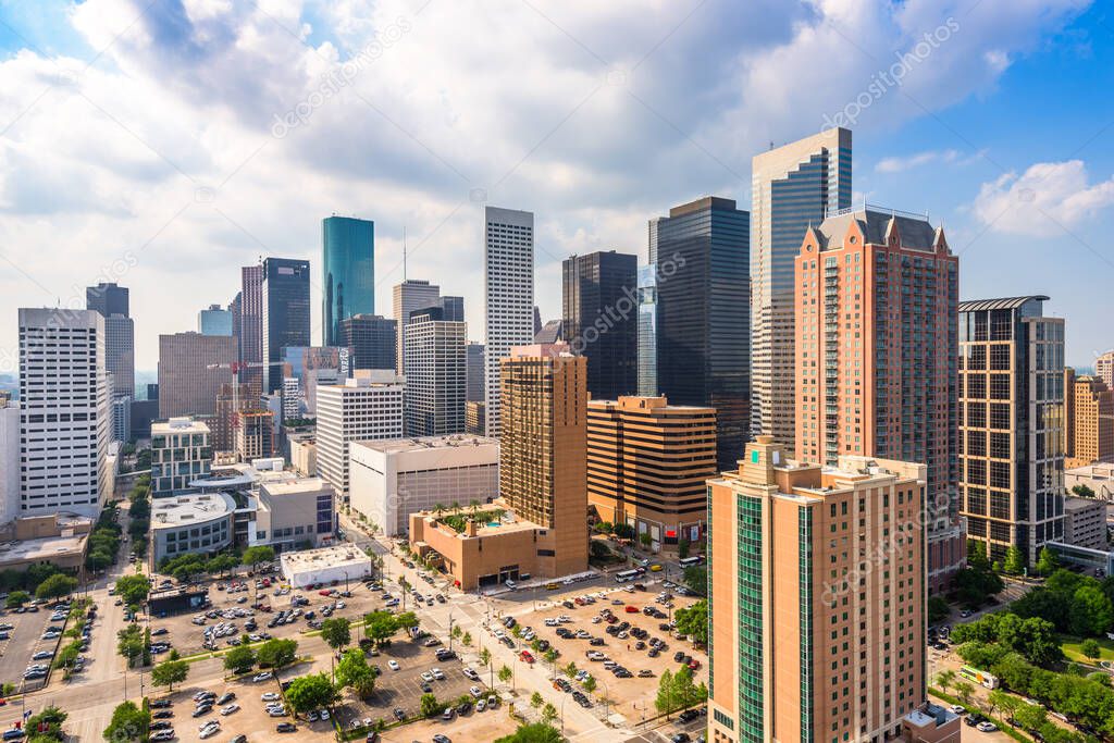 Houston, Texas, USA downtown city skyline in the afternoon.