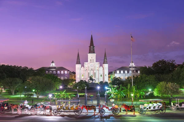 New Orleans Louisiana Verenigde Staten Uitzicht Jackson Square Nachts — Stockfoto