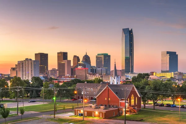 Oklahoma City Oklahoma Verenigde Staten Centrum Skyline Bij Schemering — Stockfoto