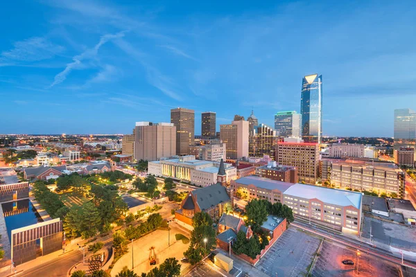 Oklahoma City Oklahoma Amerikai Egyesült Államok Belvárosa Alkonyatkor — Stock Fotó