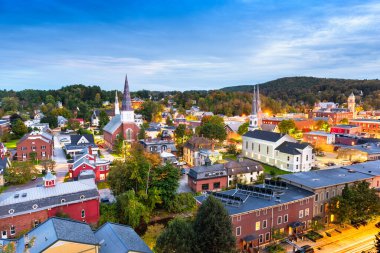 Montpelier, Vermont, ABD sonbahar kasabası ufuk çizgisi.