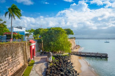 San Juan, Puerto Rico Caribbean coast along Paseo de la Princesa. clipart