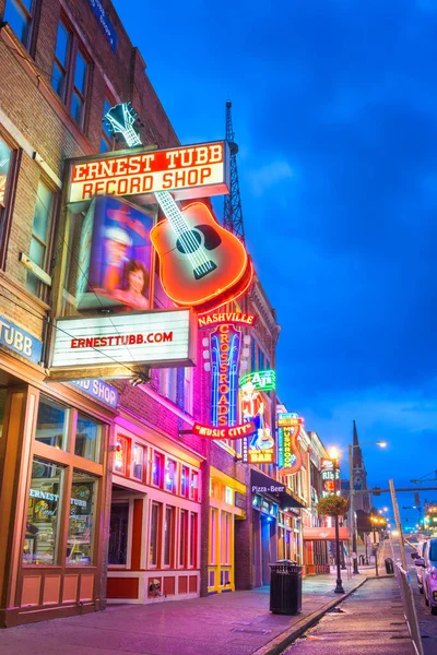 Nashville Tennessee August 2018 Honky Tonks Lower Broadway District Famous — Stock Photo, Image