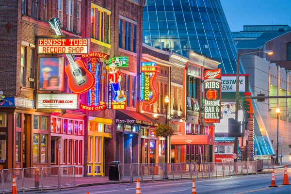 Nashville Tennessee August 2018 Honky Tonks Lower Broadway District Famous — Stock Photo, Image