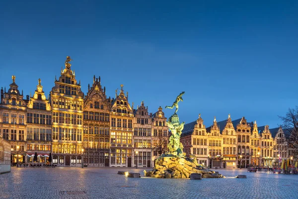 Grote Markt Antwerpen Belgien Vid Skymningen — Stockfoto