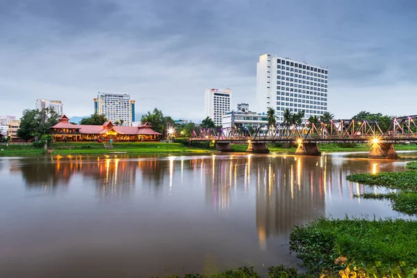 Chiang Mai Thailand Hotel Skyline Ping River Dusk — Stock Photo, Image