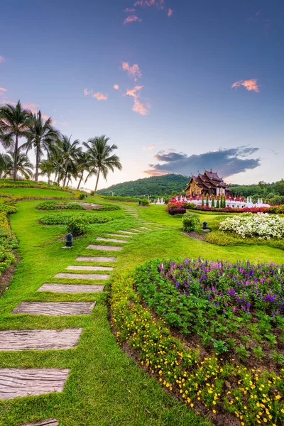 Chiang Mai Tajlandia Royal Flora Ratchaphruek Park Zmierzchu — Zdjęcie stockowe
