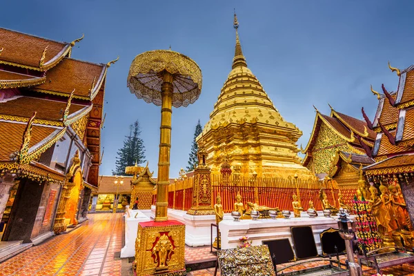 Wat Phra Doi Suthep Temple Chiang Mai Thailand Dusk — стокове фото