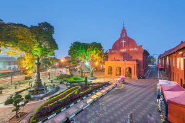 Malacca 'daki Mesih Kilisesi Melaka, Alacakaranlıkta Malezya.