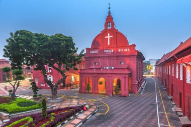 Malacca 'daki Mesih Kilisesi Melaka, Alacakaranlıkta Malezya.
