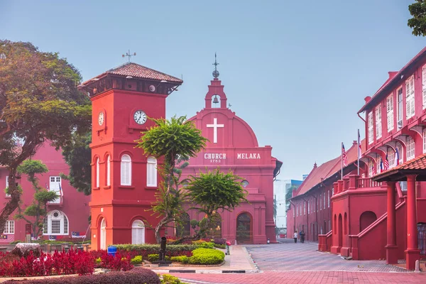 Christ Church Melaka Malacca Malesia Crepuscolo — Foto Stock