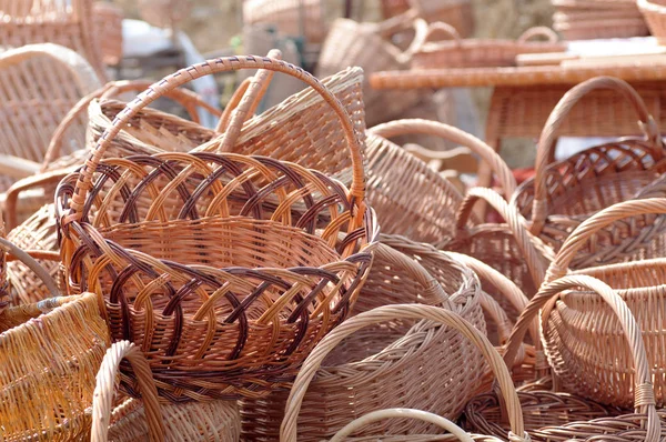 Pile of wicker baskets — Stock Photo, Image