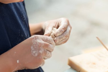 Çocuk kil oyuncak closeup sculpts