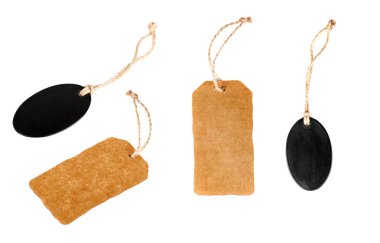 Giyim Etiketler Siyah ve izole kahverengi