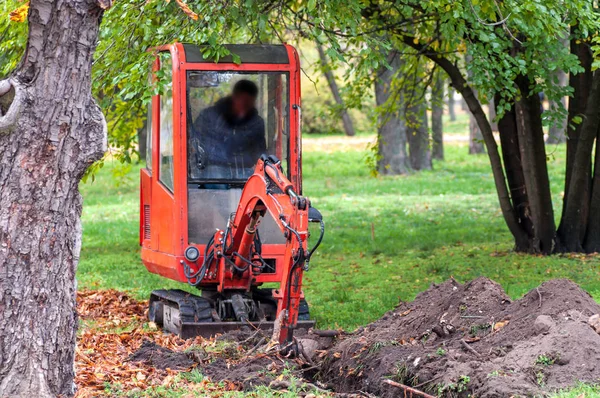 Liten crawler loader gräver — Stockfoto