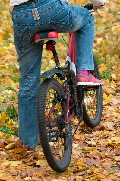 Chica sentada en una bicicleta — Foto de Stock