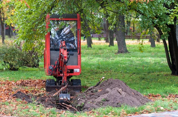 Liten crawler loader gräver — Stockfoto