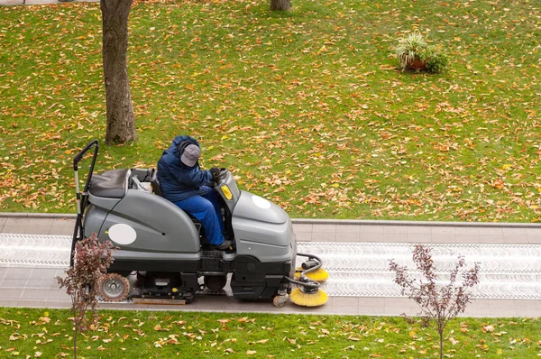 process of cleaning walkways