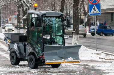 kar temizleme makinesi kış closeup parkında
