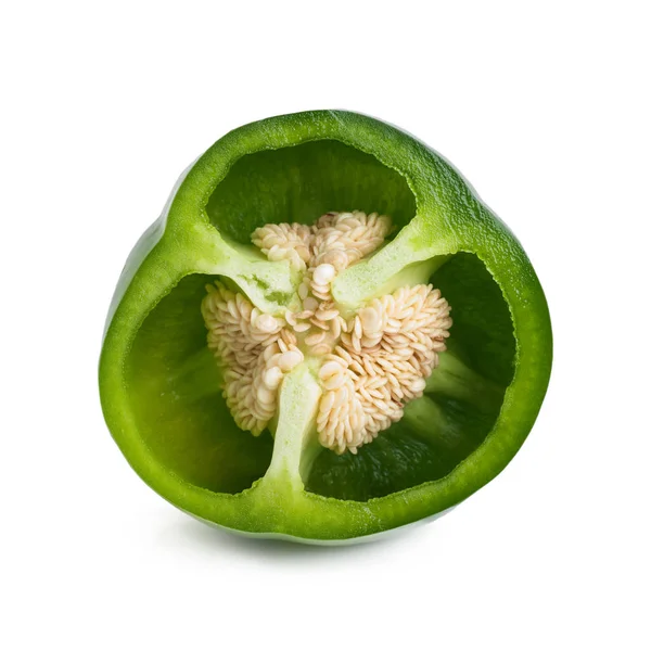Κομμένο σε φέτες bell pepper, μπροστινή όψη, απομονωμένο σε λευκό φόντο — Φωτογραφία Αρχείου