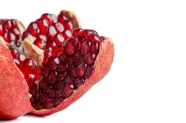 Pomegranate slice close-up isolated on a white background — Stock Photo, Image