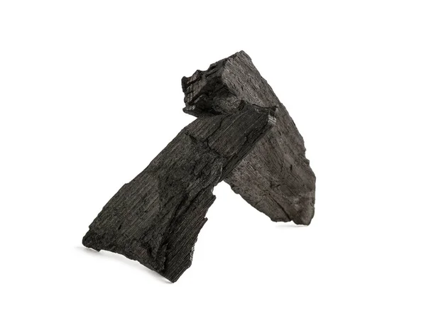 白地に隔離された二枚の木炭は — ストック写真