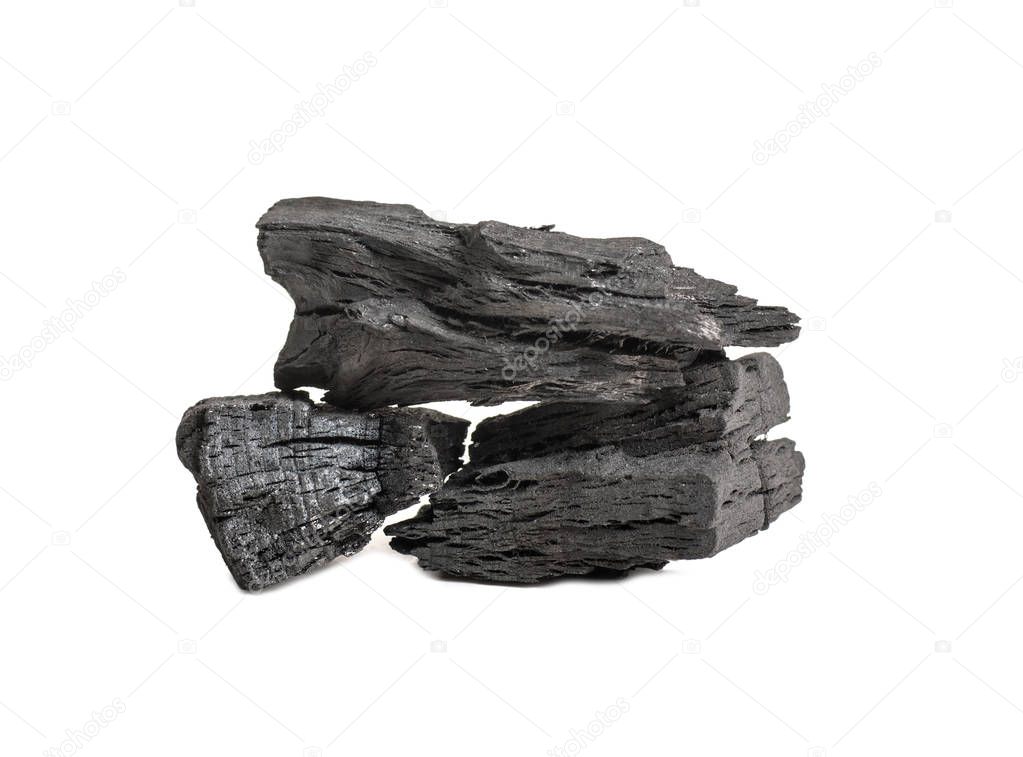pile of charcoal isolated on a white background