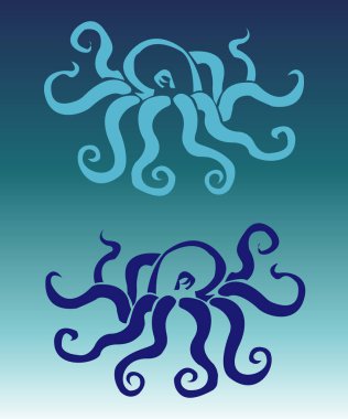 Renk arka planda stilize ahtapot