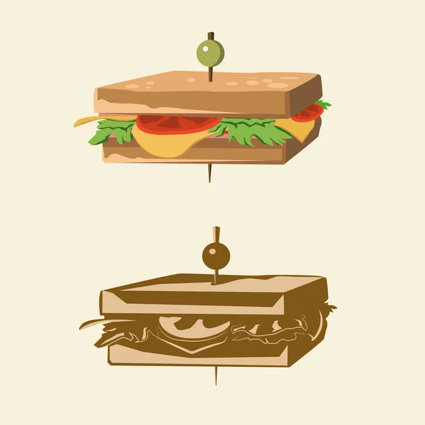 Sandwich stylisé couleur — Image vectorielle