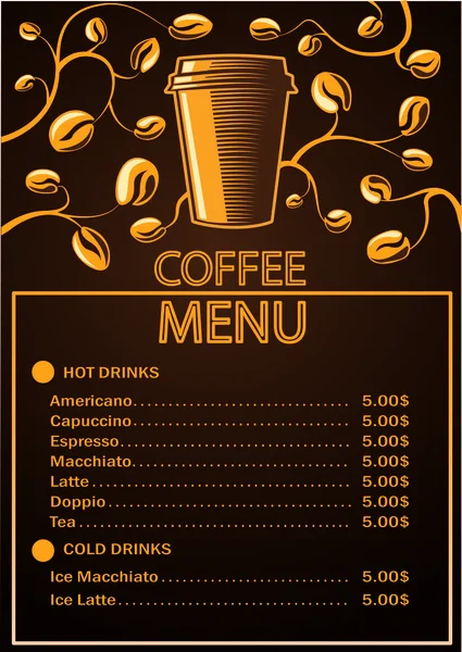 İlginç dekore edilmiş kafe menüsü koyu renklerde..