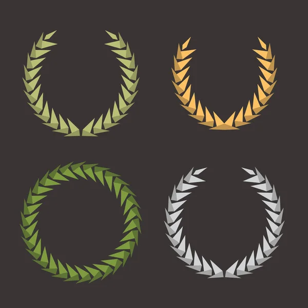 Set di poligoni con corona di foglie di alloro — Vettoriale Stock