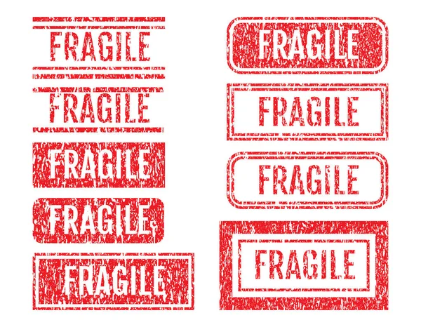 Jeu de timbres fragiles en caoutchouc Word Grunge Style — Image vectorielle