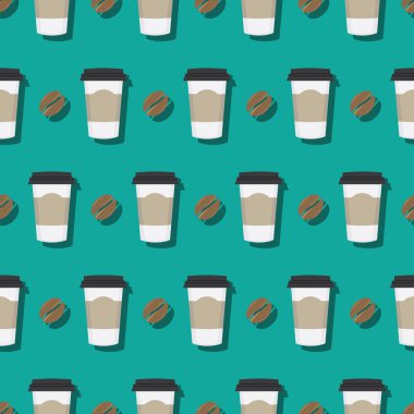 Kahve kağıt bardak ve fasulye gölge desen