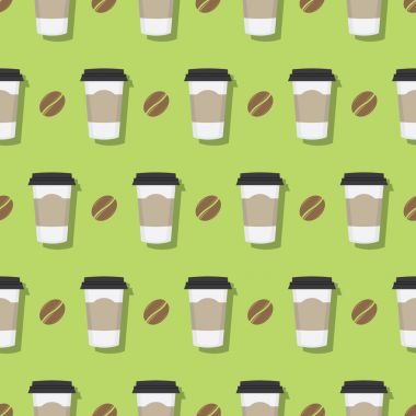 Kahve kağıt bardak ve fasulye desen
