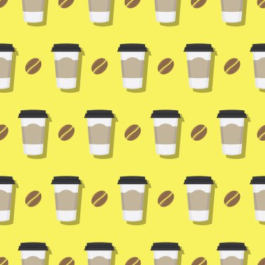 Kahve kağıt bardak ve fasulye Seamless Modeli