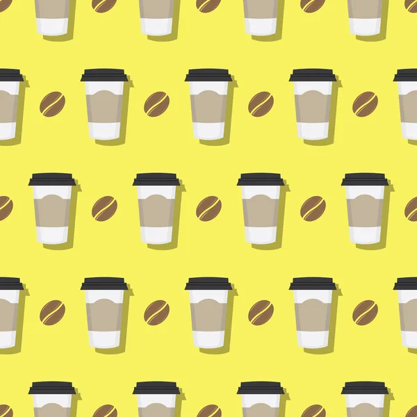 Káva pohárek a fazole vzor bezešvé — Stockový vektor