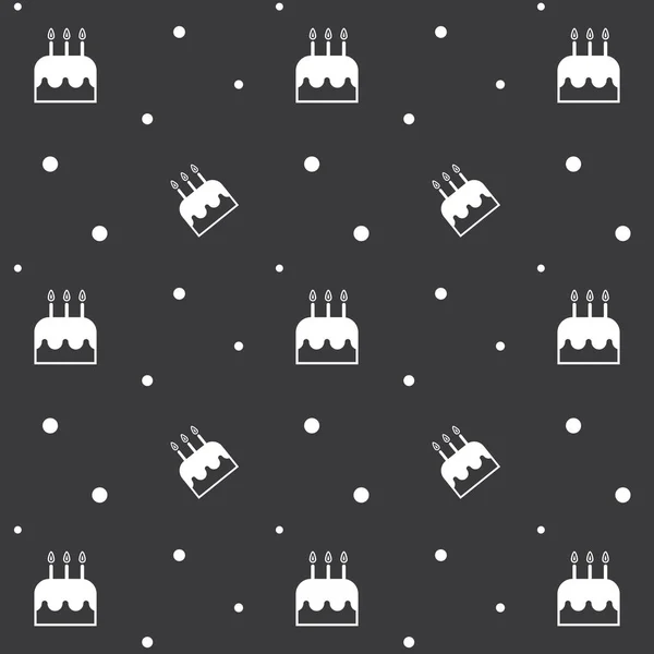 Безшовний день народження торт вечірка темний візерунок — стоковий вектор