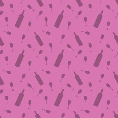 Şarap şişe ve cam siluet arka plan