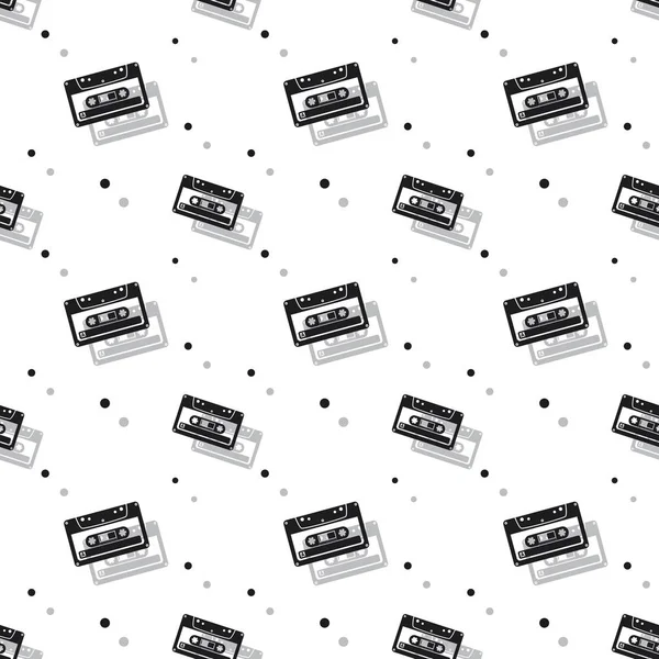 Audio stéréo cassette sans couture ombre arrière-plan clair — Image vectorielle