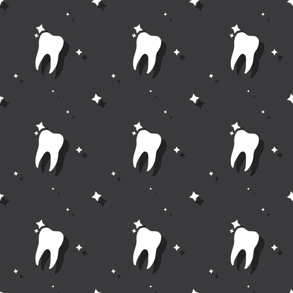 Dentist Molar Tooth Seamless Pattern Dark Background — Stock Vector