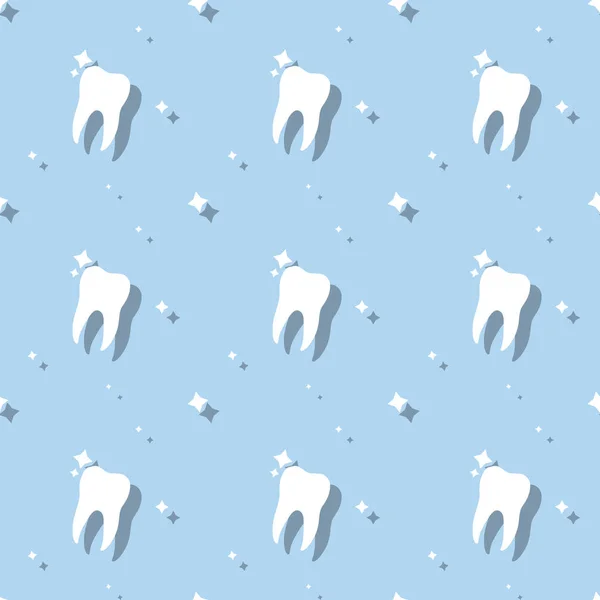 Dente molare cura dentista con stelle senza soluzione di continuità sfondo — Vettoriale Stock