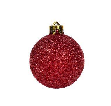 Beyaz zemin üzerinde kırmızı noel topu
