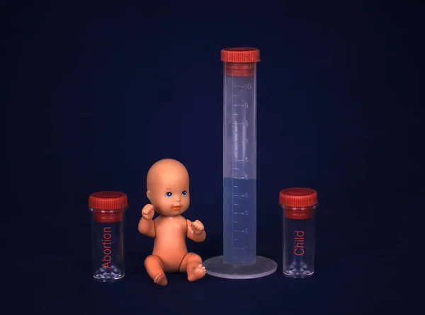 Concept of abortion - Baby and test tube — Stock Photo, Image