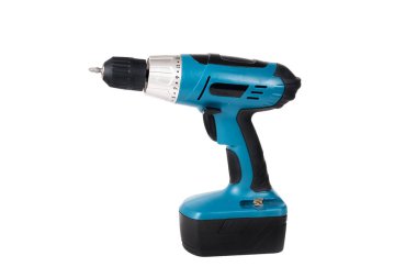 Pil tornavida veya beyaz arka plan üzerinde izole matkap