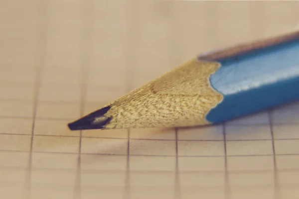 Macro détail d'un crayon graphite sur un morceau de papier dans une cage . — Photo