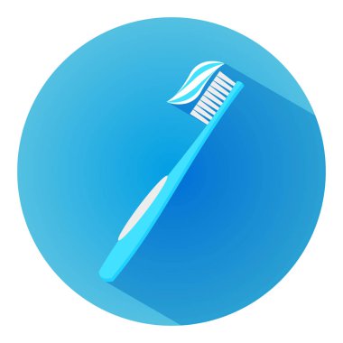 Diş macunu ile diş fırçası. Düz tasarım uzun gölge simgesi. Dentifrice.