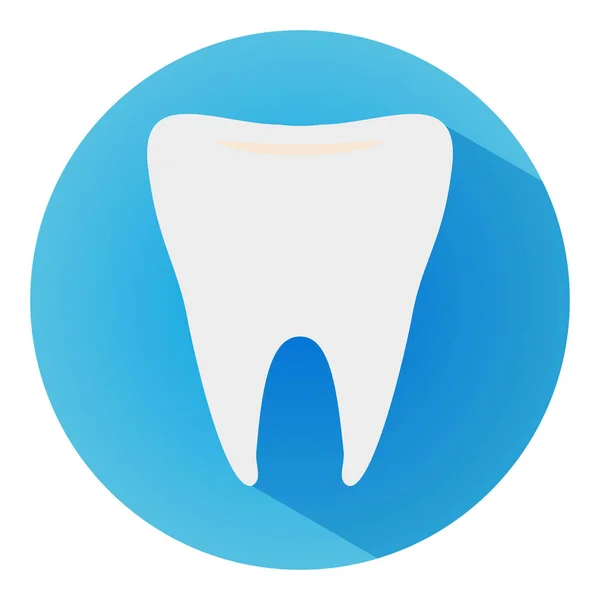 Зубная икона стоматолога плоский вектор с длинным знаком тени. Символ для мобильного пользователя — стоковый вектор