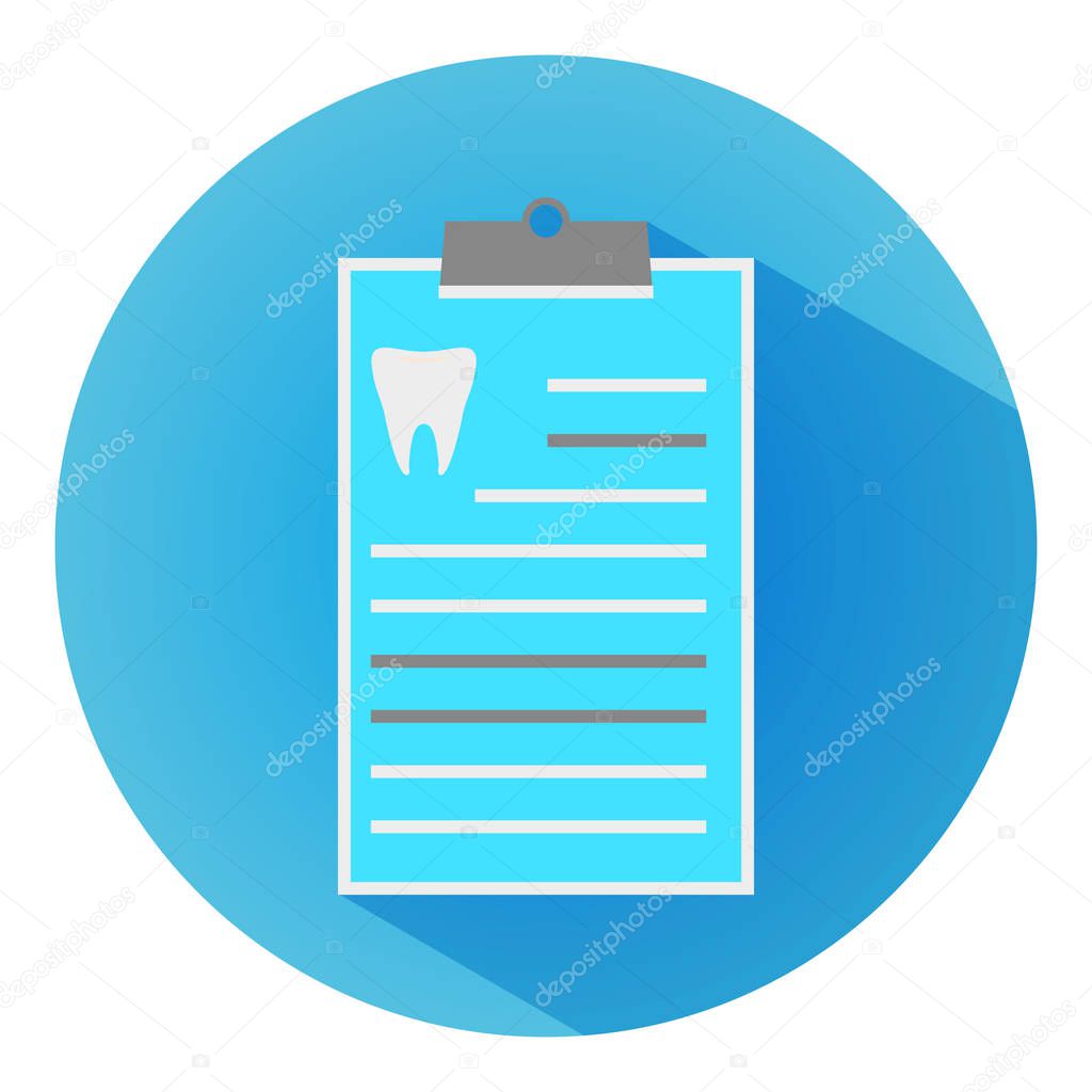 Dentall clinic report, modern flat blue icon with long shadow