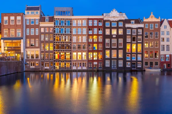 Night dancing houses at Amsterdam, Netherlands. — Stock Photo, Image